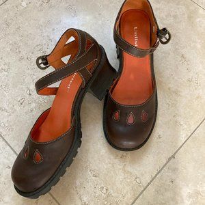 Brown Heeled Mary Jane Style Shoes